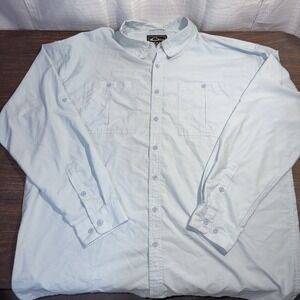 Drake Waterfowl Men's 2XL Light Blue Long Sleeve Button Down Shirt Vented